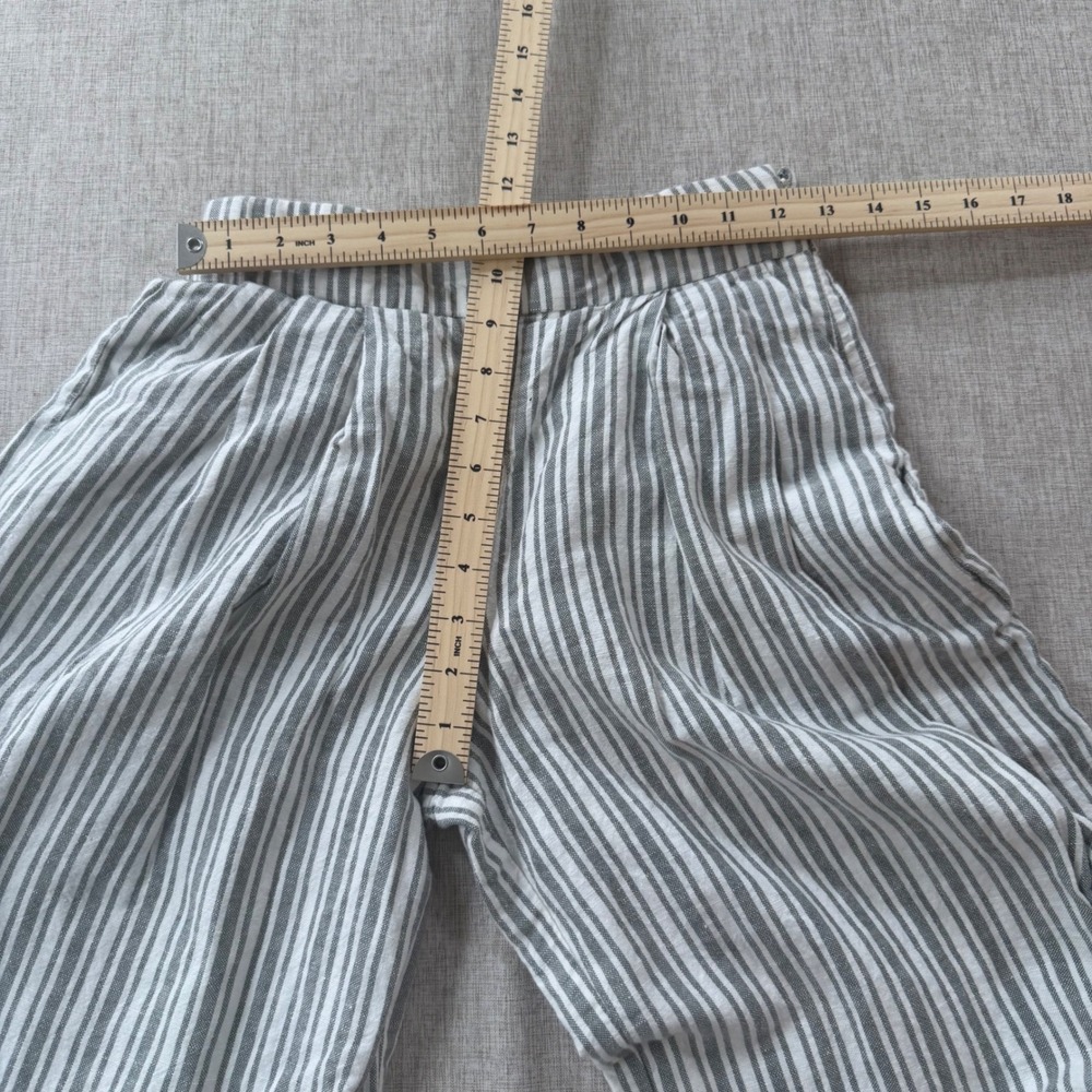 Gap Womens 0 Striped Linen Cotton Cropped Wide Leg Culottes Striped Coastal - Picture 4 of 8